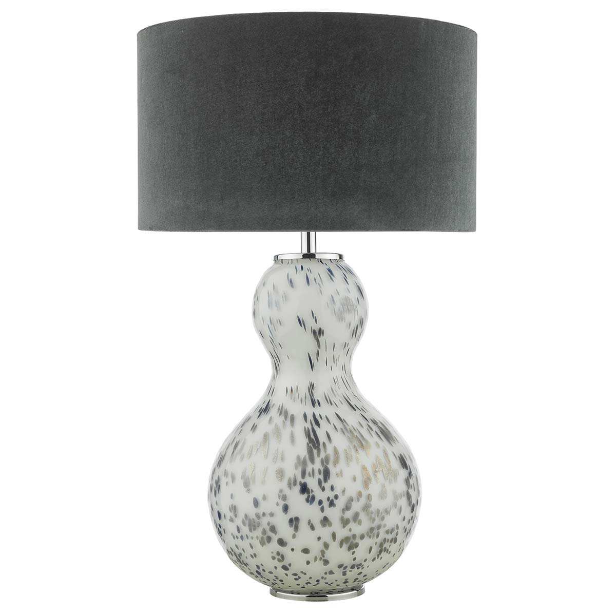 Dar Dascha Metallic Art Glass Table Lamp Grey Velvet Shade