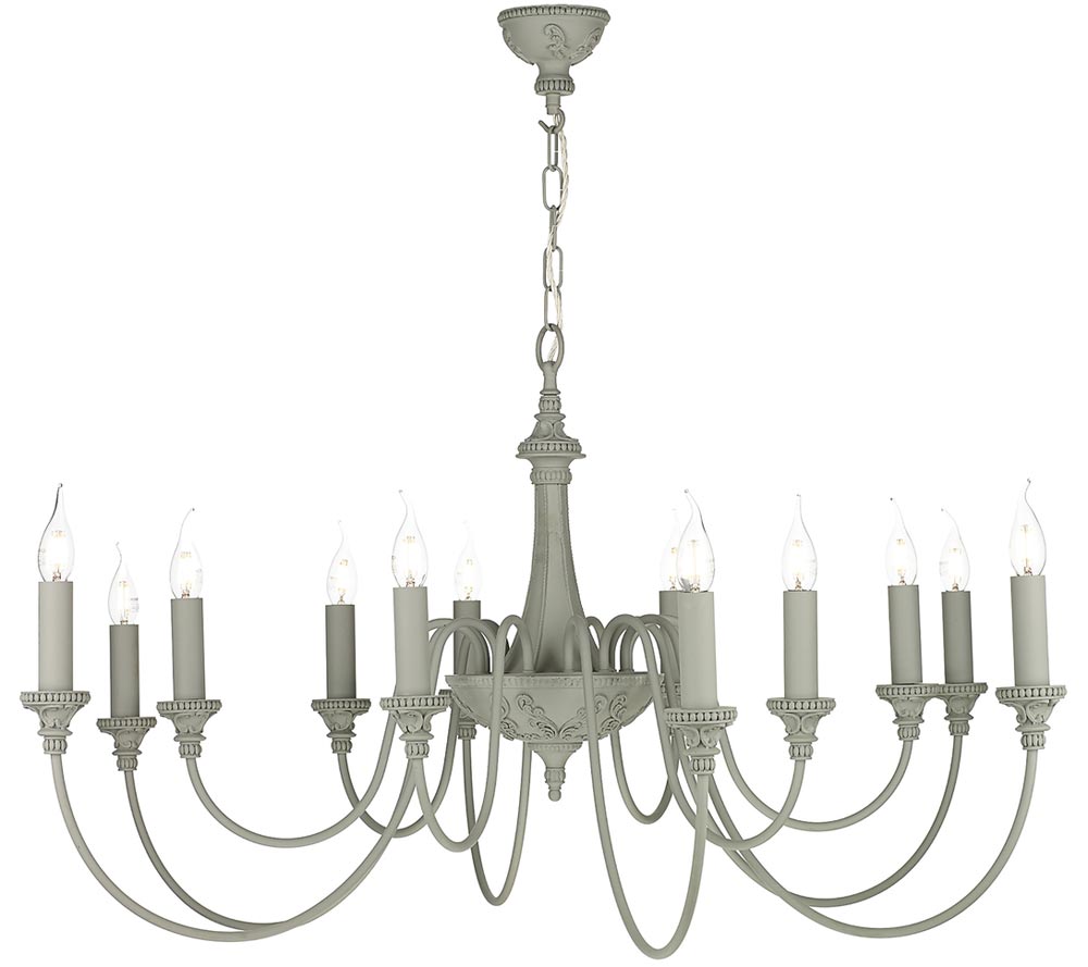 David Hunt Bailey 12 Light Large Chandelier Ash Grey