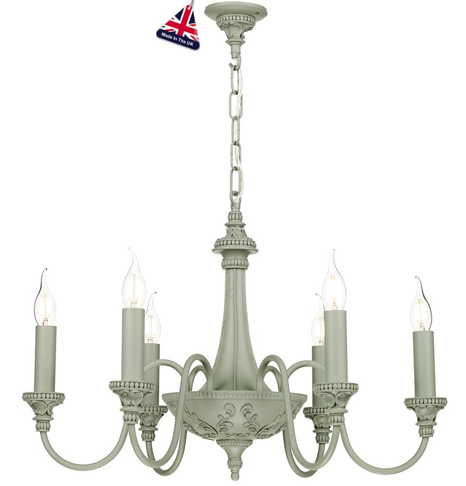 David Hunt Bailey 6 Light Chandelier Ash Grey Traditional