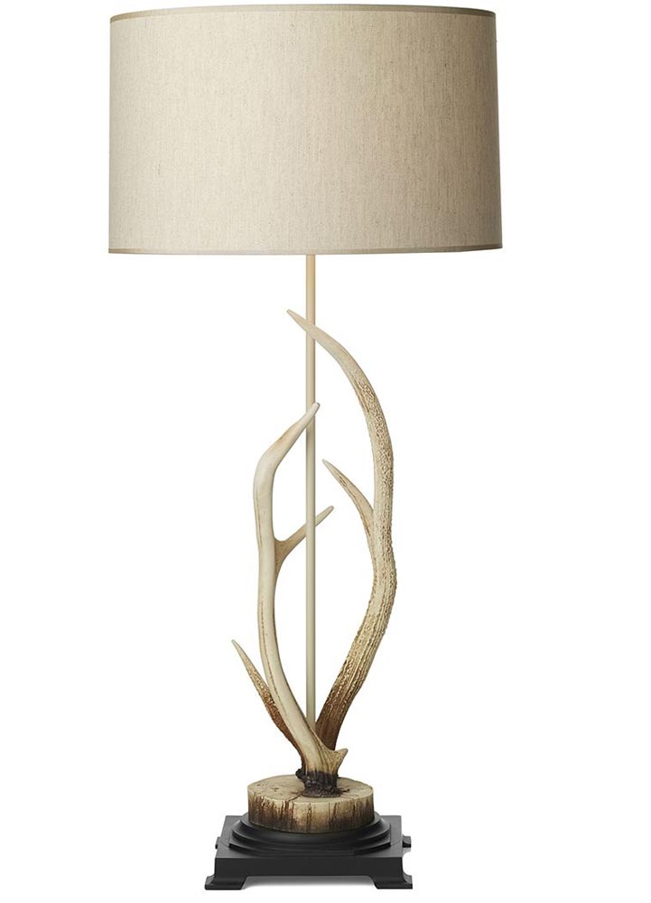 David Hunt Antler Bleached Finish Large Table Lamp Cream Shade