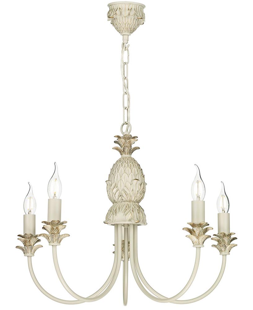 David Hunt Cabana 5 Light Multi Arm Chandelier Cream & Gold