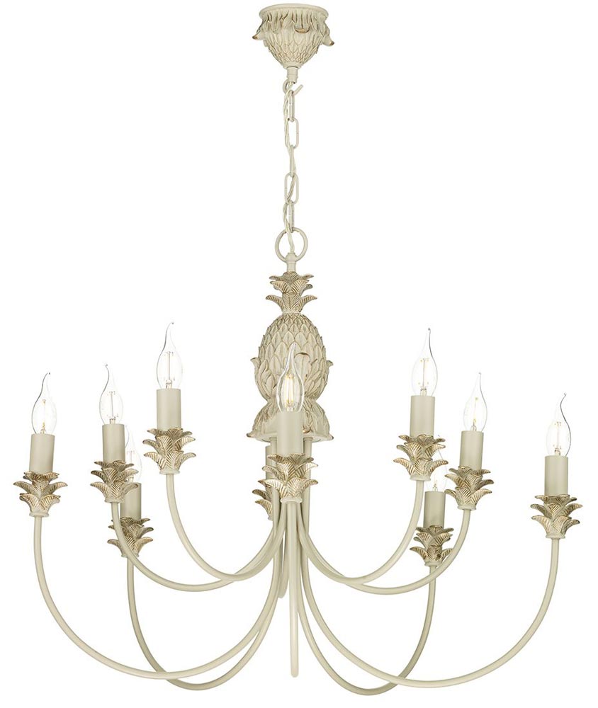 David Hunt Cabana 10 Light Multi Arm Chandelier Cream & Gold