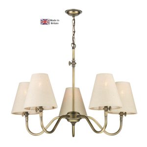 Hicks handmade 5 light solid antique brass chandelier main image
