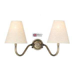 Hicks handmade 2 lamp twin wall light in solid antique brass main image