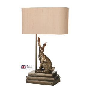 Hopper handmade 1 light left facing hare table lamp base only in bronze main image