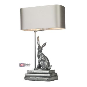 Hopper handmade 1 light left facing hare table lamp base only in pewter main image