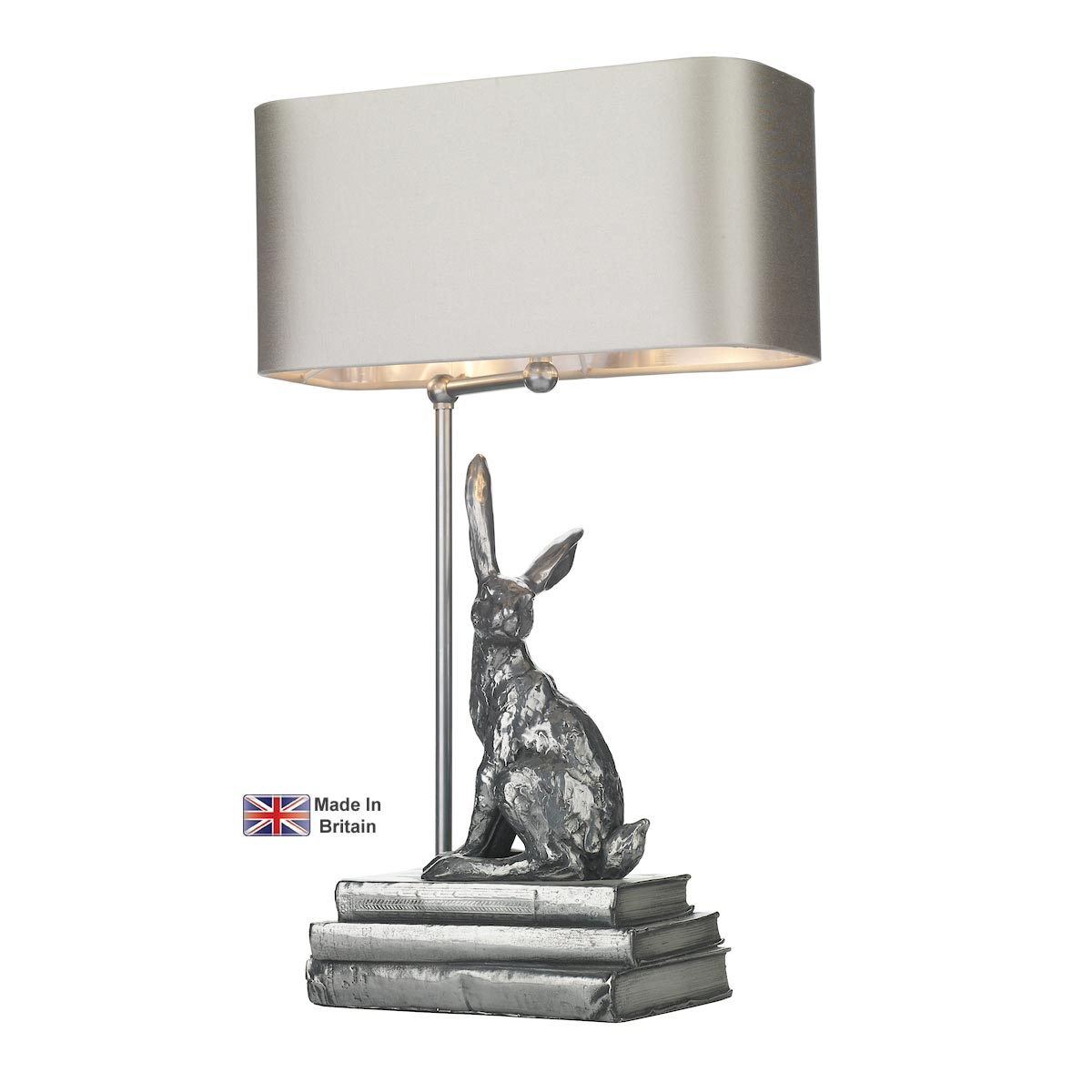 Hopper 1 Light Hare Table Lamp Base Only Left Facing Pewter