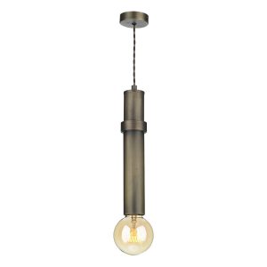 Adling 1 light industrial style solid antique brass ceiling pendant