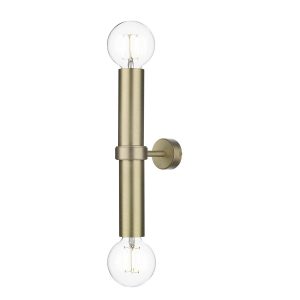 Adling twin industrial style solid butter brass wall light