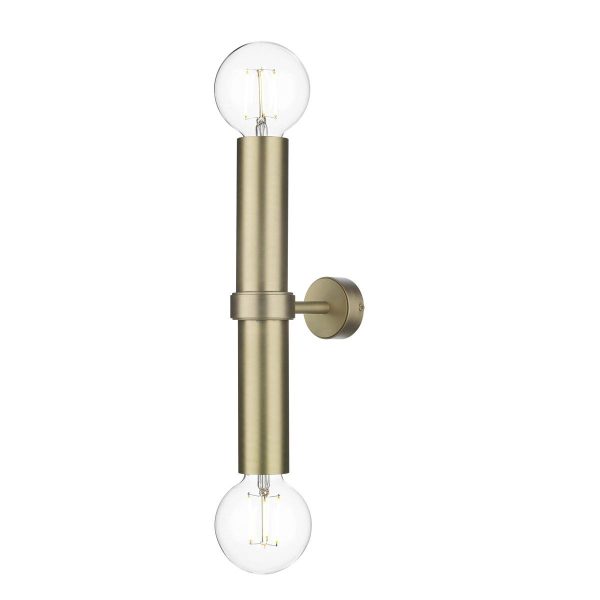 David Hunt Adling Twin Industrial Style Solid Butter Brass Wall Light