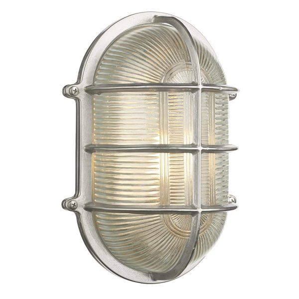 Admiral large solid brass oval outdoor bulkhead light in nickel