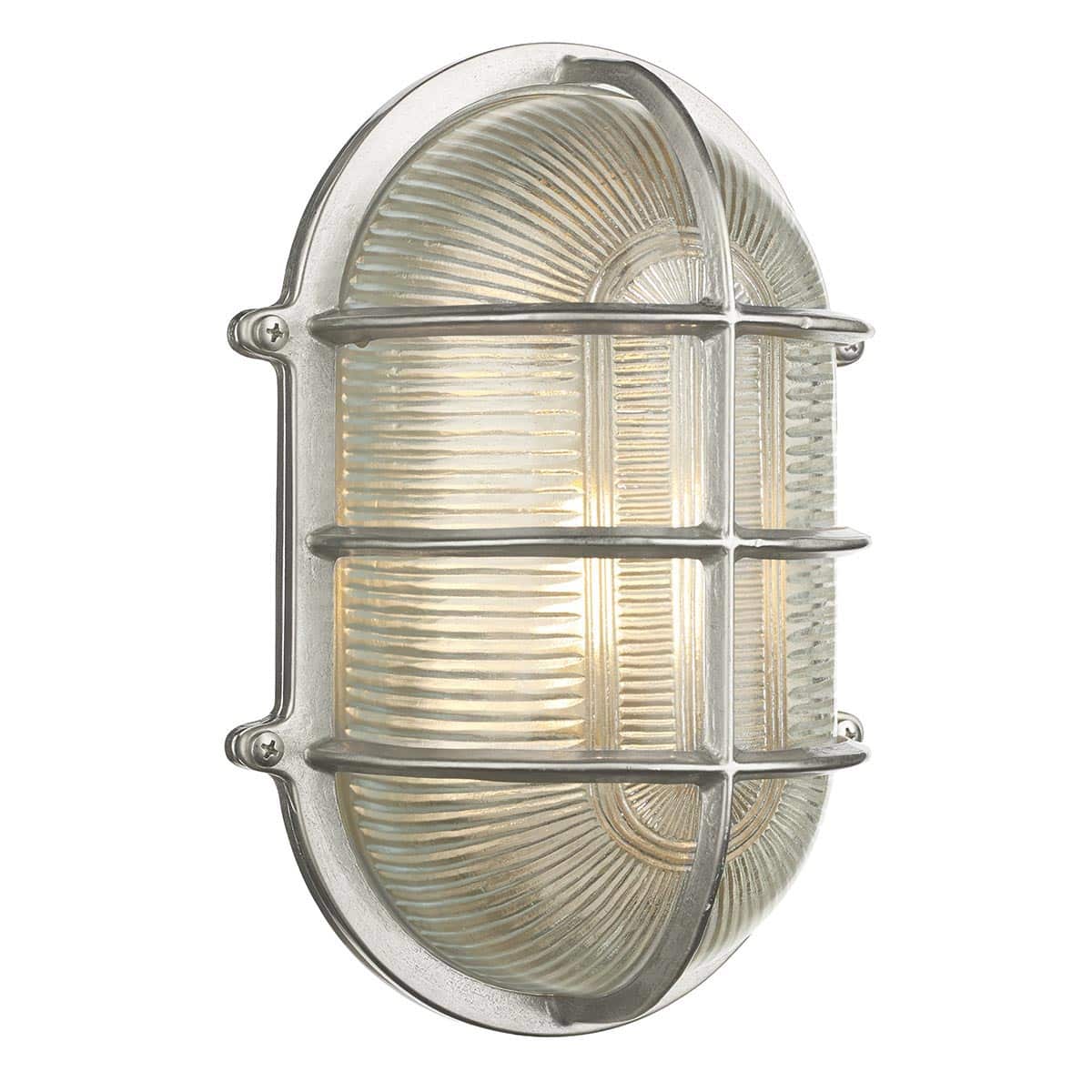 David Hunt Admiral Large Solid Brass Oval Outdoor Bulkhead Light Nickel