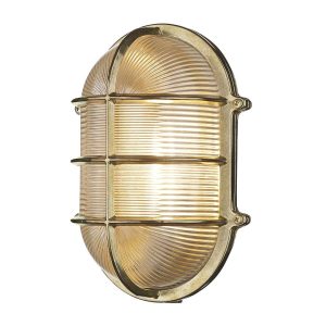 Admiral large solid natural brass oval outdoor bulkhead light