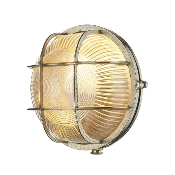 Admiral solid natural brass round outdoor bulkhead light