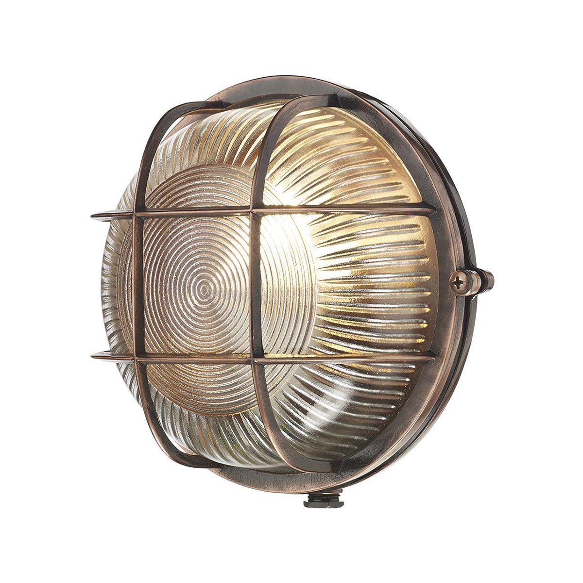 David Hunt Admiral Solid Brass Round Outdoor Bulkhead Light Copper