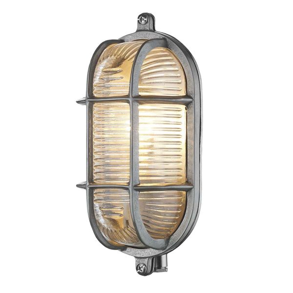 Admiral small nickel plated solid brass oval outdoor bulkhead light