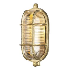 Admiral small solid natural brass oval outdoor bulkhead light