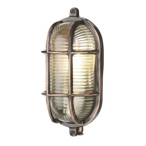 Admiral small copper plated solid brass oval outdoor bulkhead light