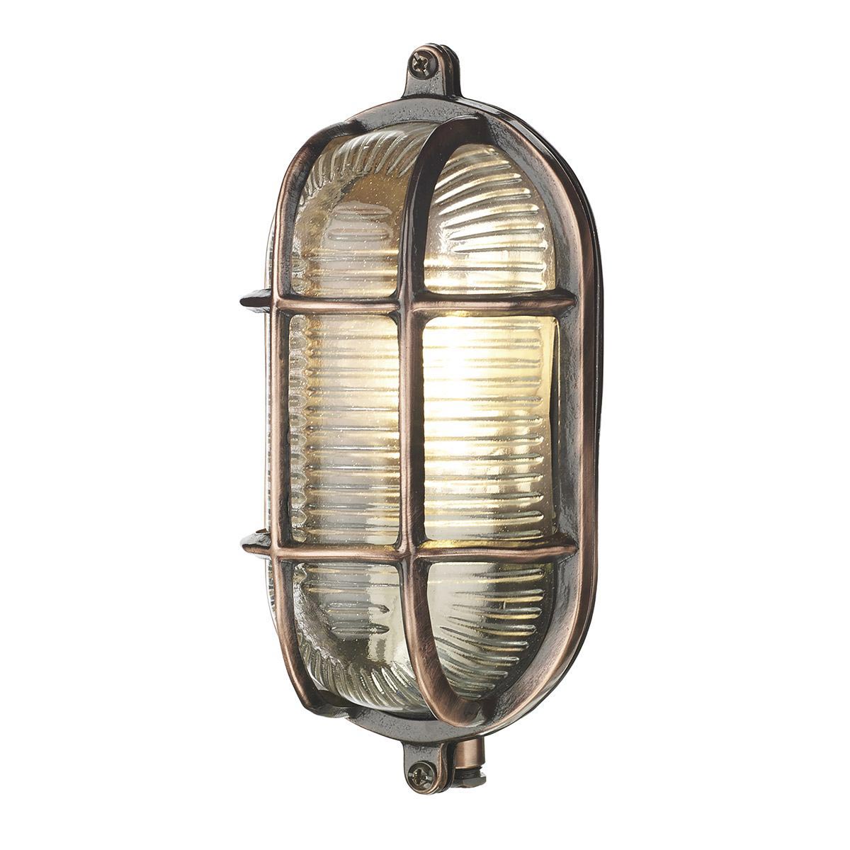 David Hunt Admiral Small Solid Brass Oval Outdoor Bulkhead Light Copper