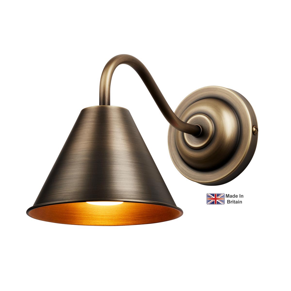 David Hunt Avon Classic 1 Light Solid Antique Brass Bathroom Wall Light