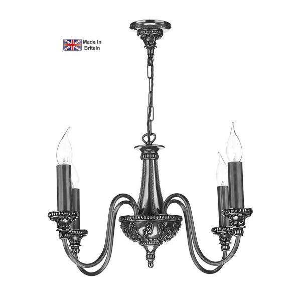 David Hunt Bailey Timeless Classic 4 Light Traditional Chandelier Pewter