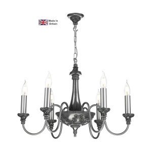 Bailey timeless classic 6 light traditional chandelier in pewter
