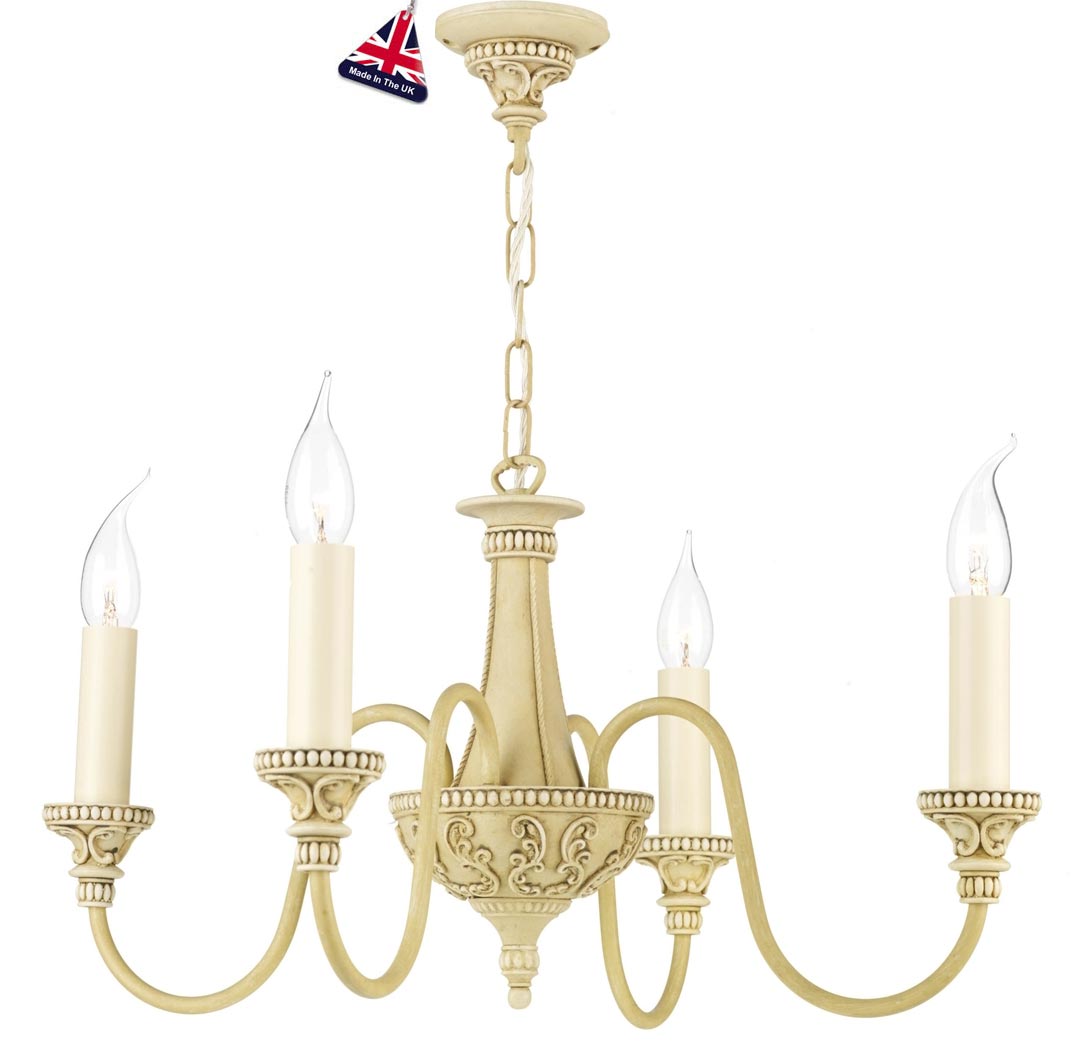 David Hunt Bailey 4 Light Chandelier Antique Cream Traditional