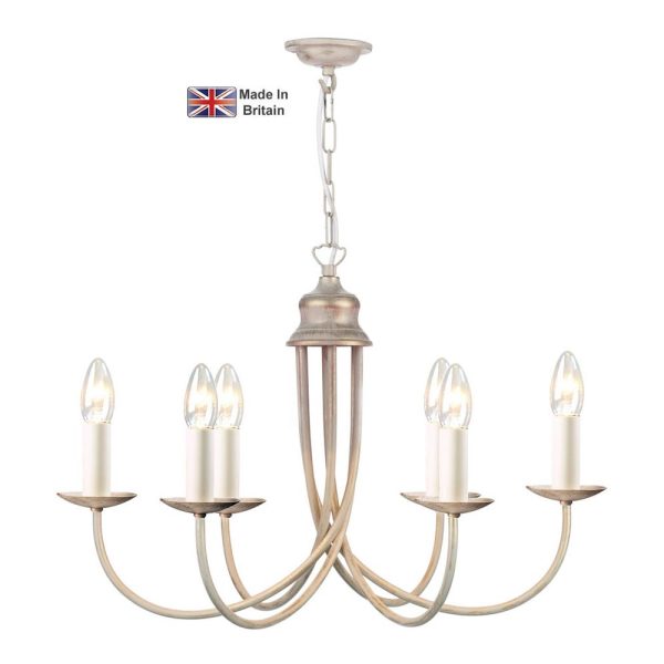 Bermuda handmade 6 light classic chandelier in Cotswold cream and gold