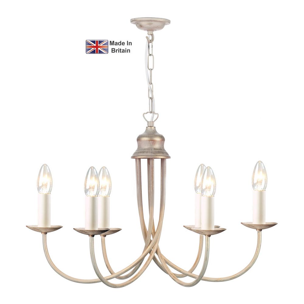 David Hunt Bermuda Handmade 6 Light Classic Chandelier Cream & Gold