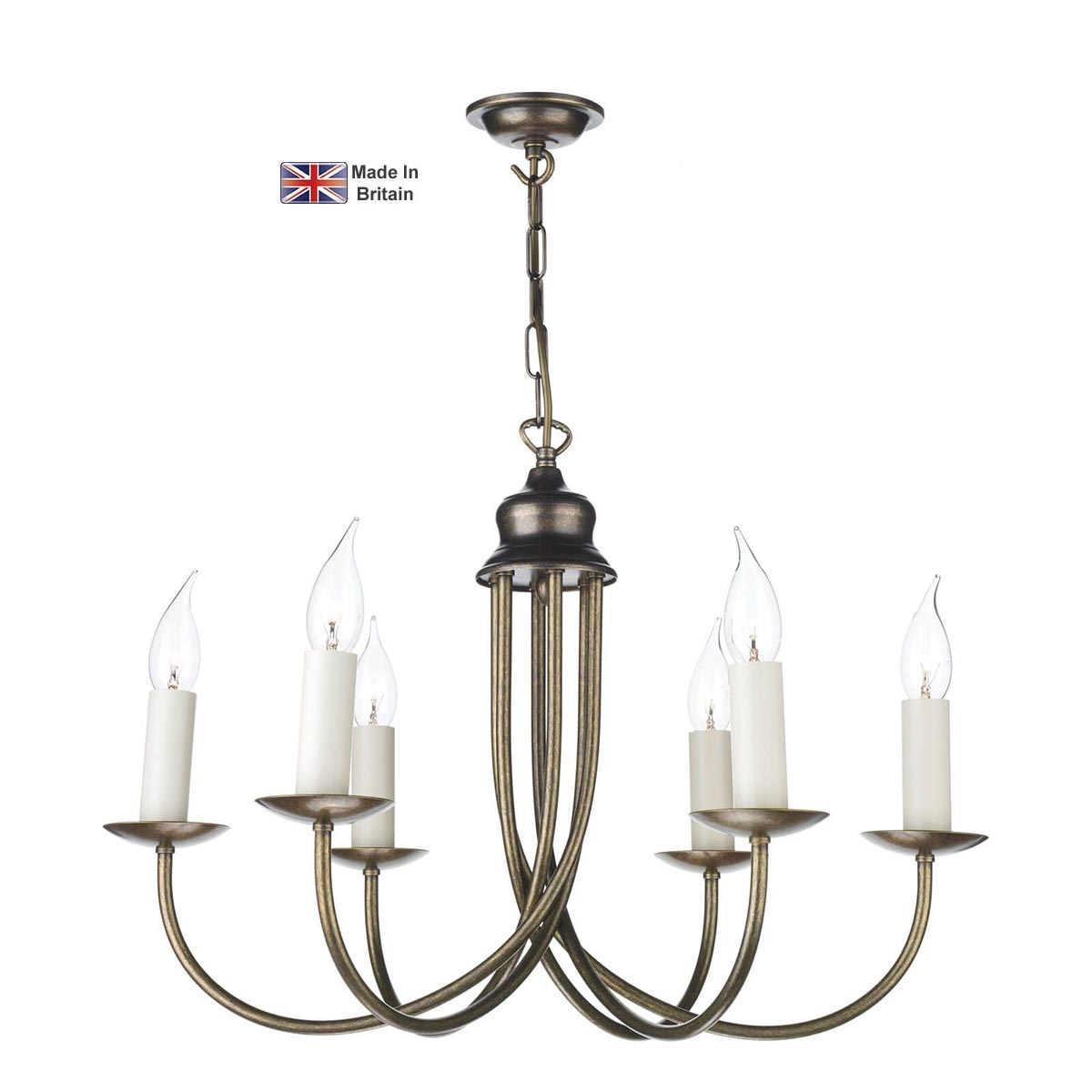 David Hunt Bermuda Handmade 6 Light Chandelier Solid Aged Brass