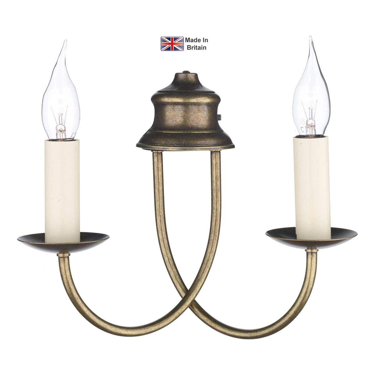 David Hunt Bermuda Handmade 2 Lamp Twin Wall Light Solid Aged Brass