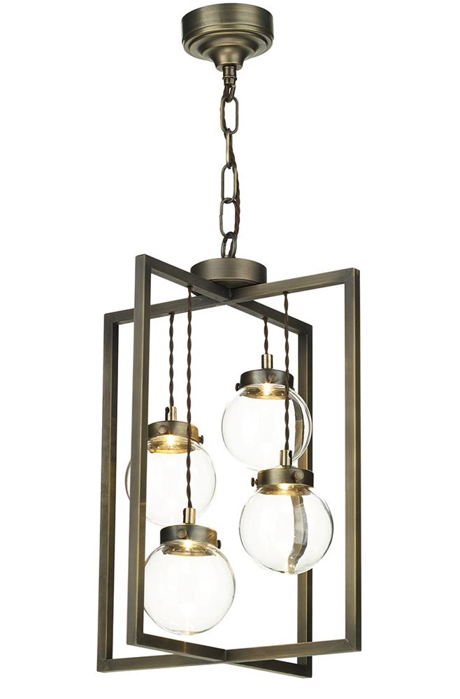 David Hunt Chiswick 4 Light LED Ceiling Pendant Antique Brass