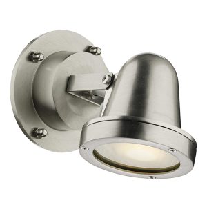 Cove nickel plated solid brass 1 light outdoor wall spot light