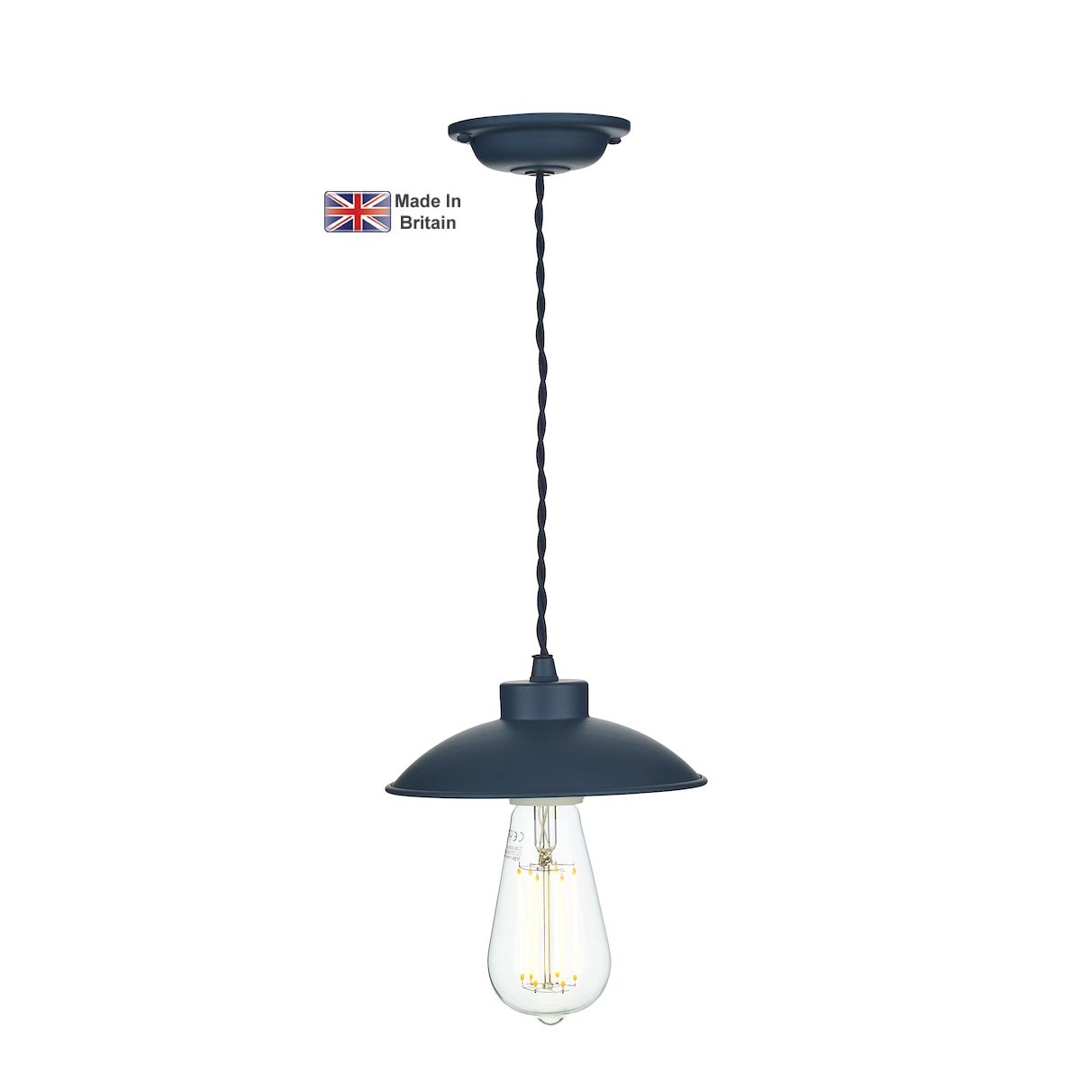 David Hunt Dallas Industrial Style 1 Light Ceiling Pendant Smoke Blue