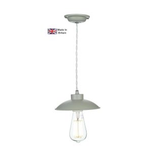 Dallas industrial style 1 light ceiling pendant in painted powder grey