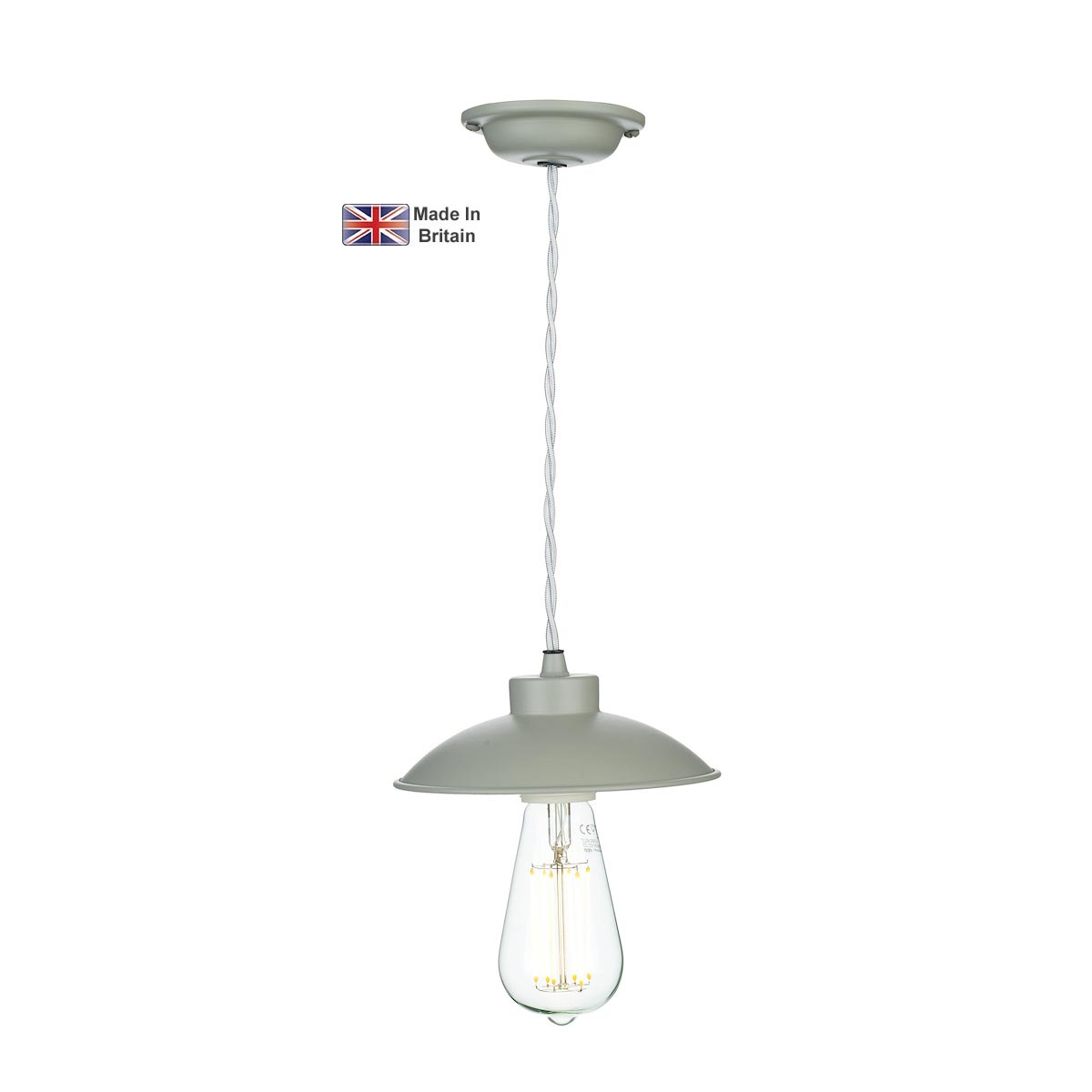 David Hunt Dallas Industrial Style 1 Light Ceiling Pendant Powder Grey