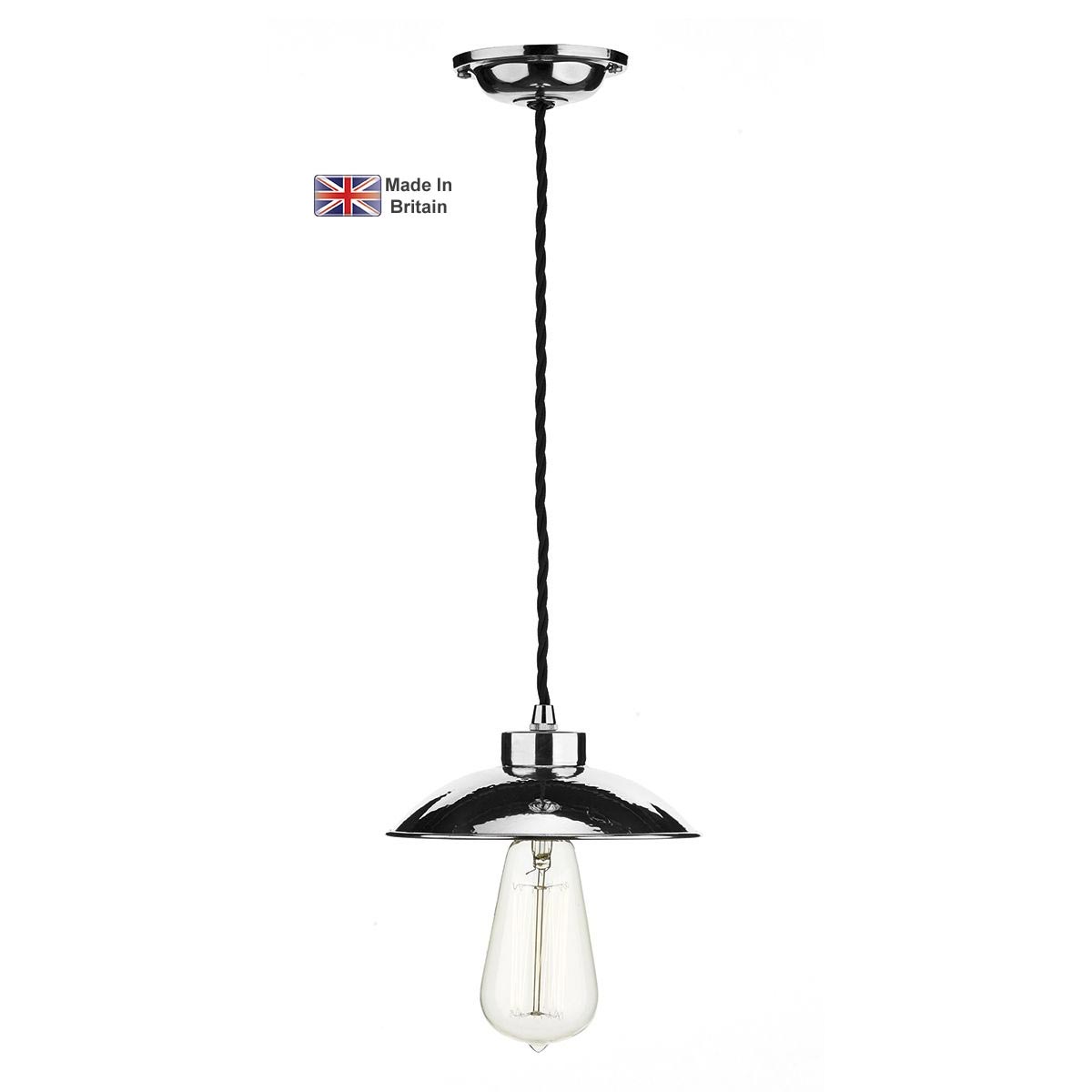 David Hunt Dallas Industrial Style 1 Light Ceiling Pendant Polished Chrome