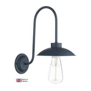 Dallas industrial style single wall light in painted smoke blue