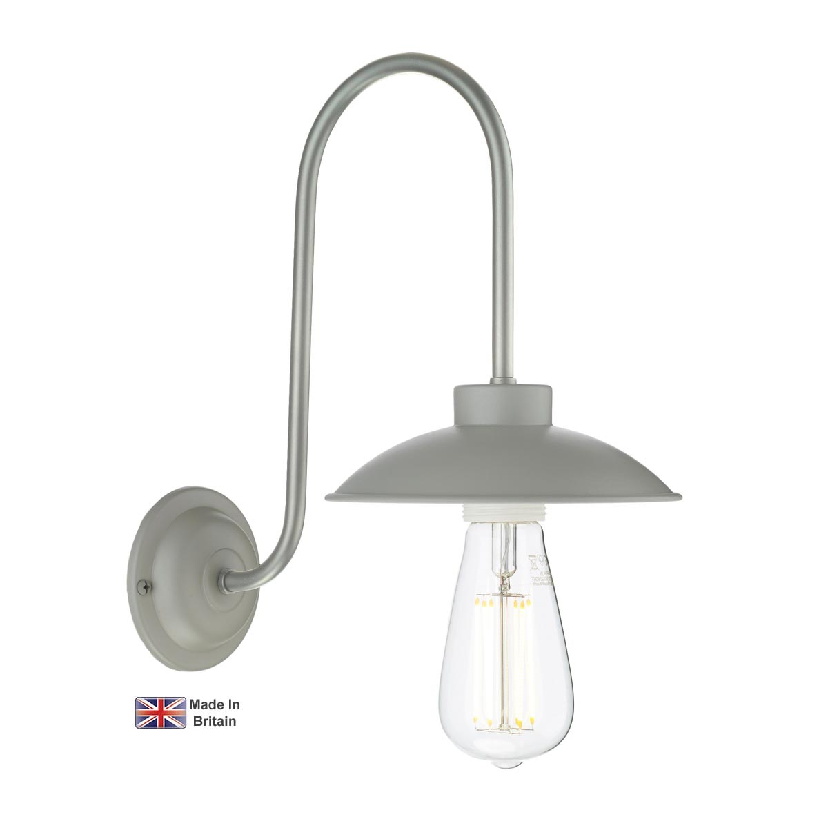 David Hunt Dallas Industrial Style Single Wall Light Painted Powder Grey