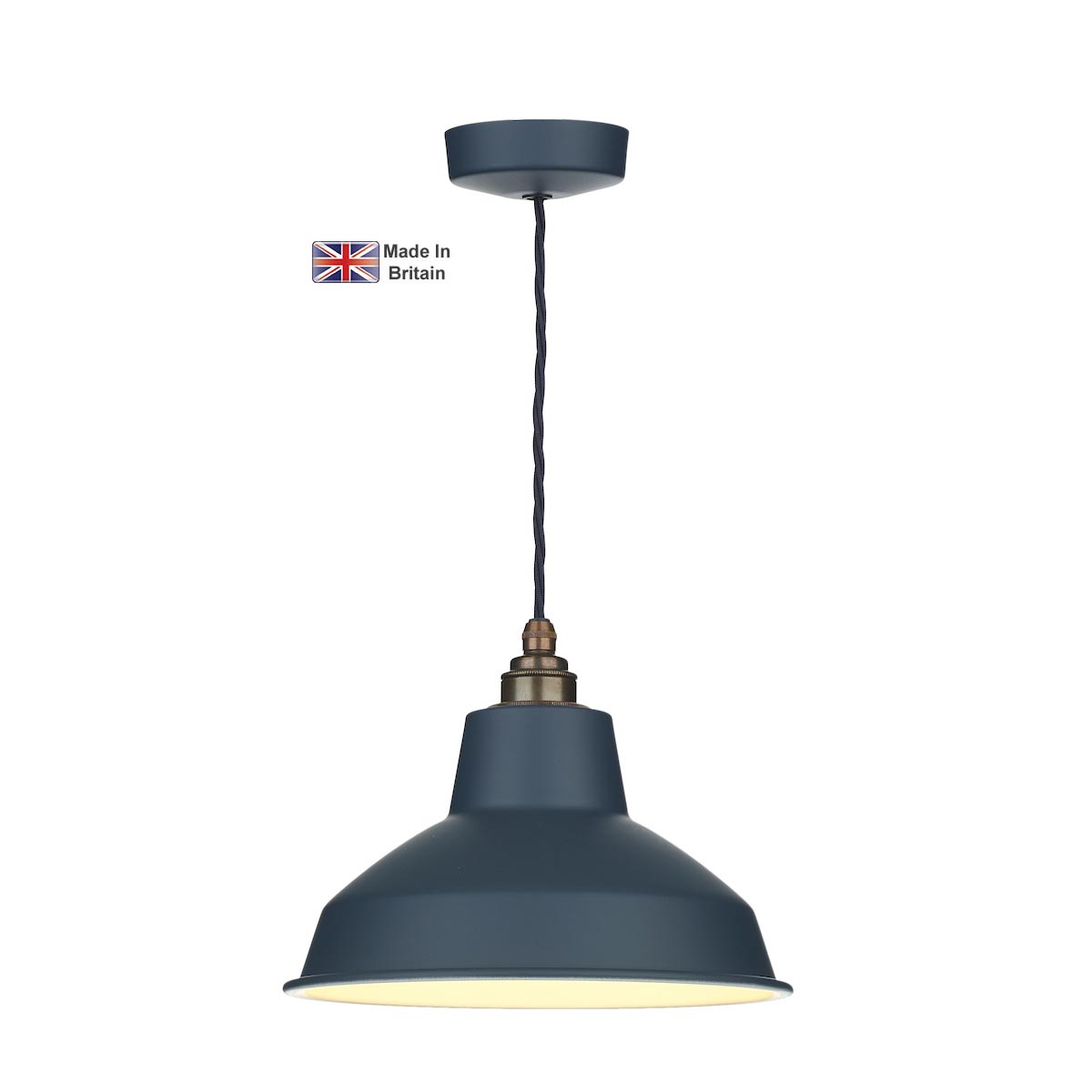 David Hunt Dexter Schoolhouse 1 Light Ceiling Pendant Smoke Blue