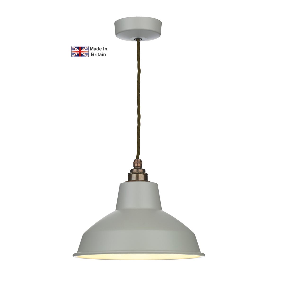 David Hunt Dexter Schoolhouse 1 Light Ceiling Pendant Powder Grey