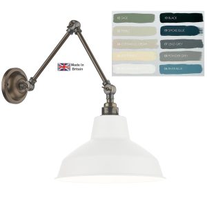 Dexter schoolhouse style 1 light swing arm wall light in bespoke finish