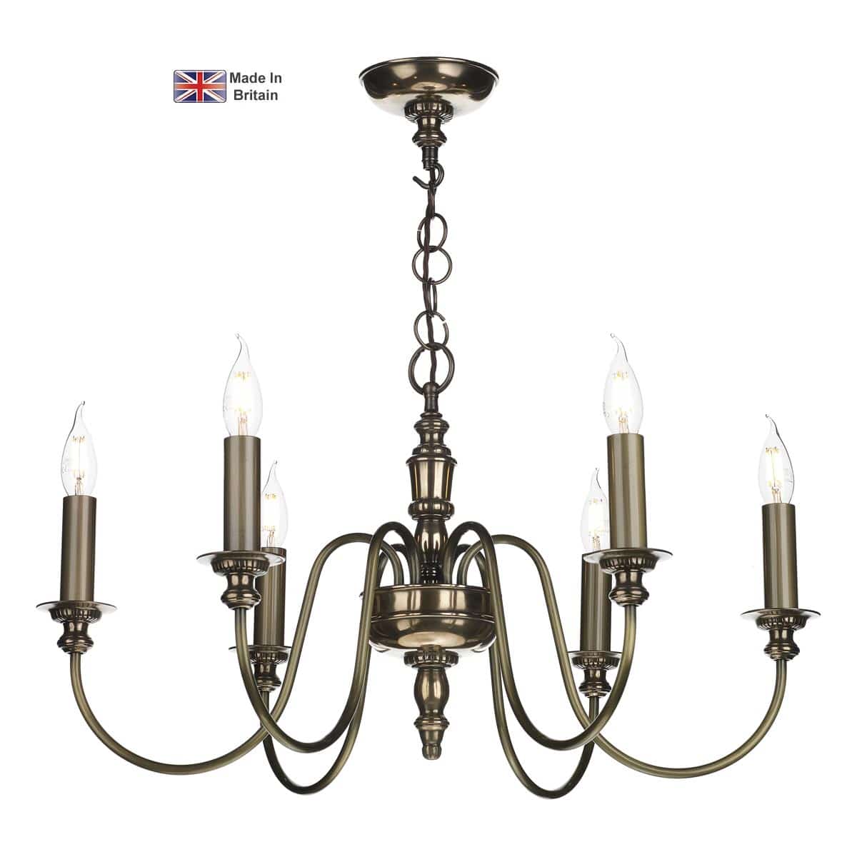 David Hunt Lighting Dickens Handmade 6 Light Classic Chandelier Bronze