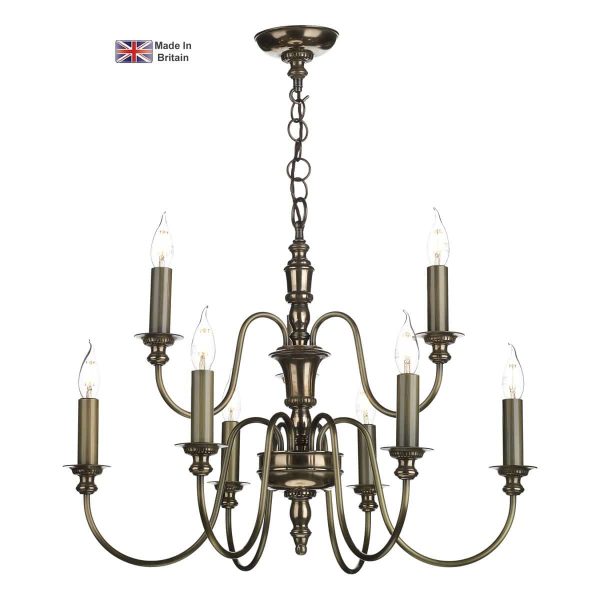 Dickens handmade 9 light classic chandelier in bronze main image