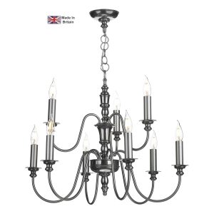 Dickens handmade 9 light classic chandelier in polished pewter main image