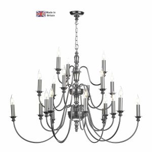 Dickens handmade 21 light large 3 tier chandelier in polished pewter main image