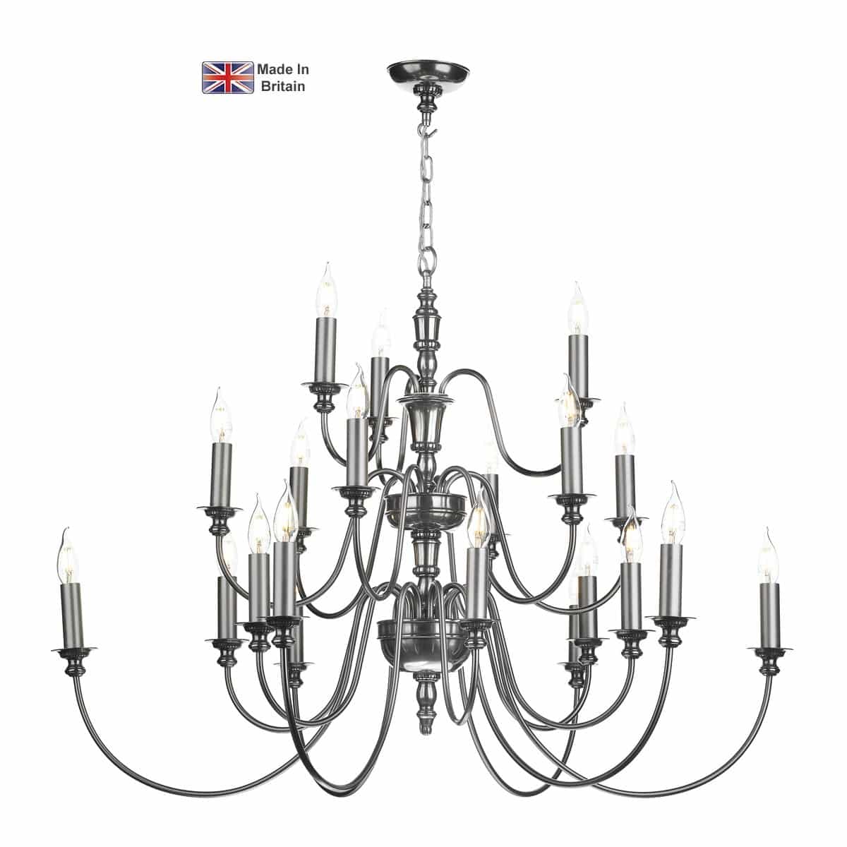 David Hunt Lighting Dickens Handmade 21 Light Large Chandelier Pewter