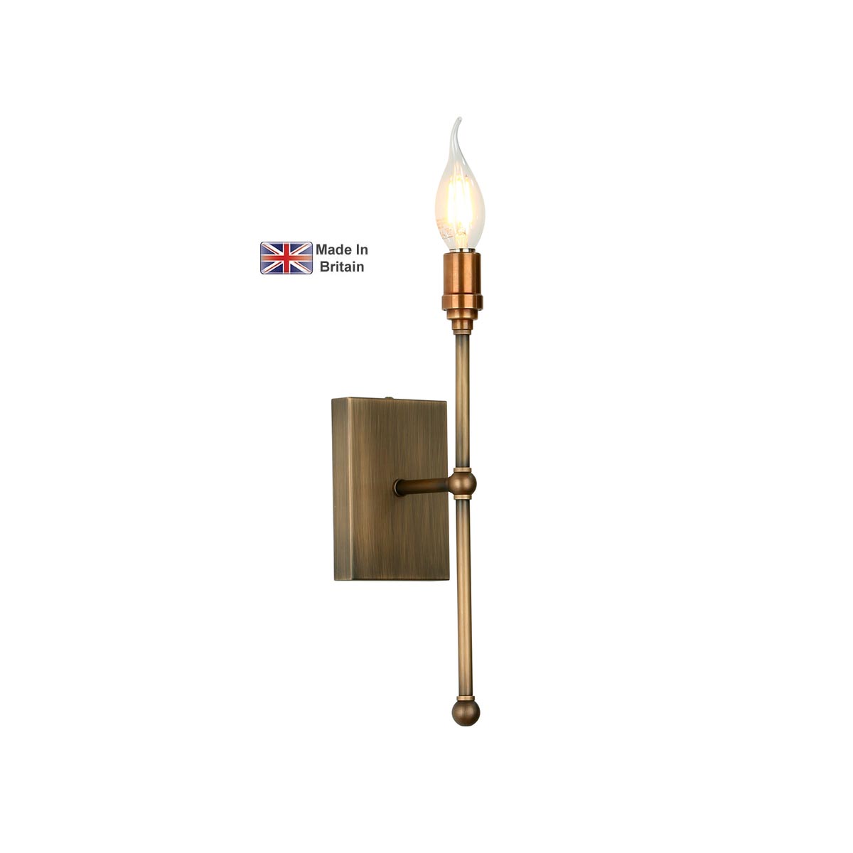 David Hunt Durrell Handmade 1 Lamp Candlestick Wall Light Solid Brass