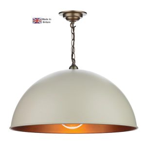 Ealing large Cotswold cream 1 light ceiling pendant antique brass