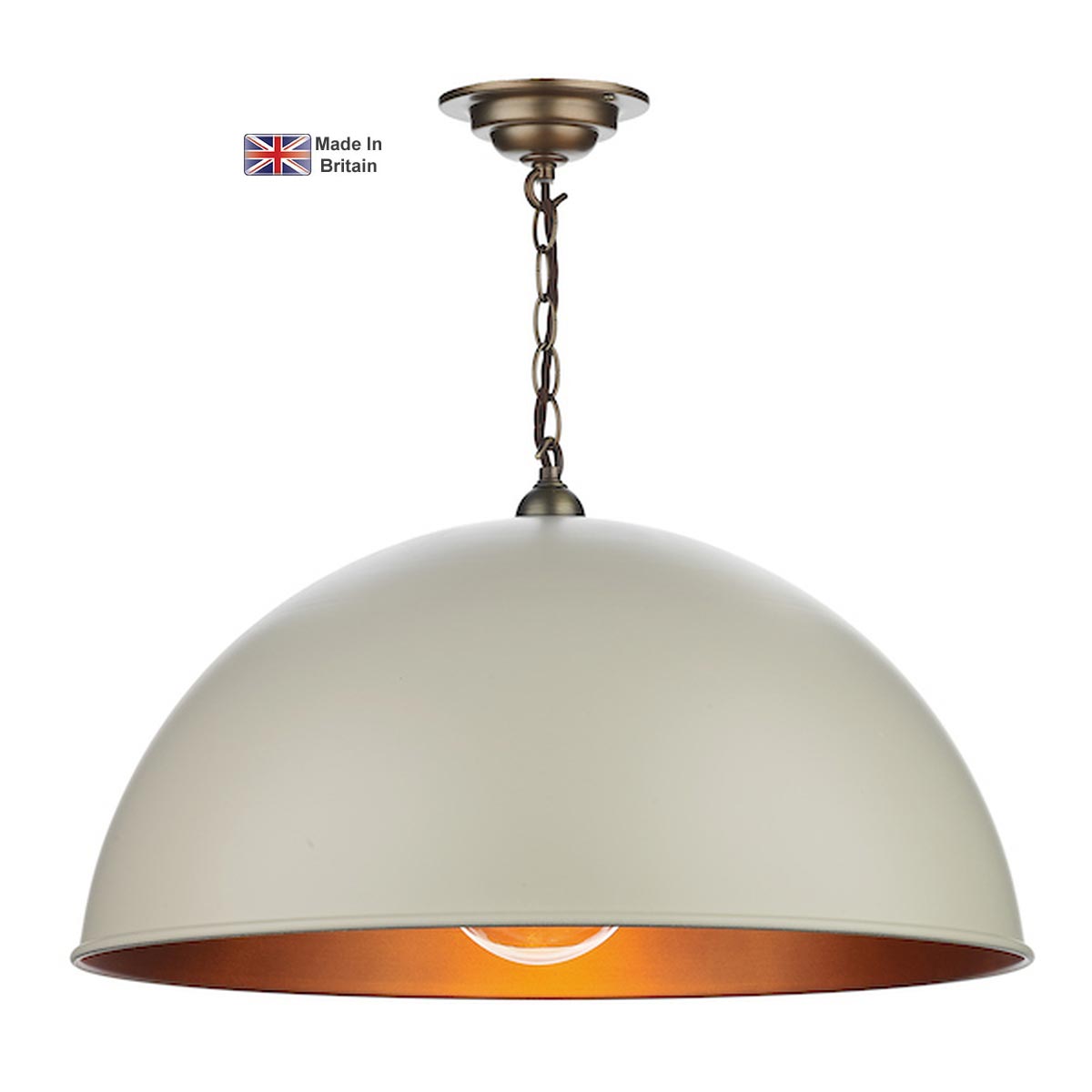 David Hunt Ealing Large Costwold Cream 1 Light Pendant Antique Brass